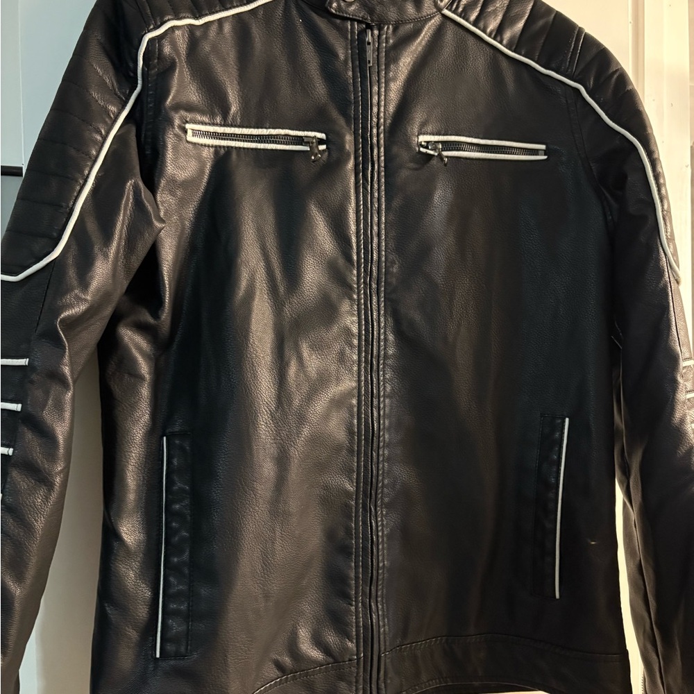 Men's Black Pleather Jacket
